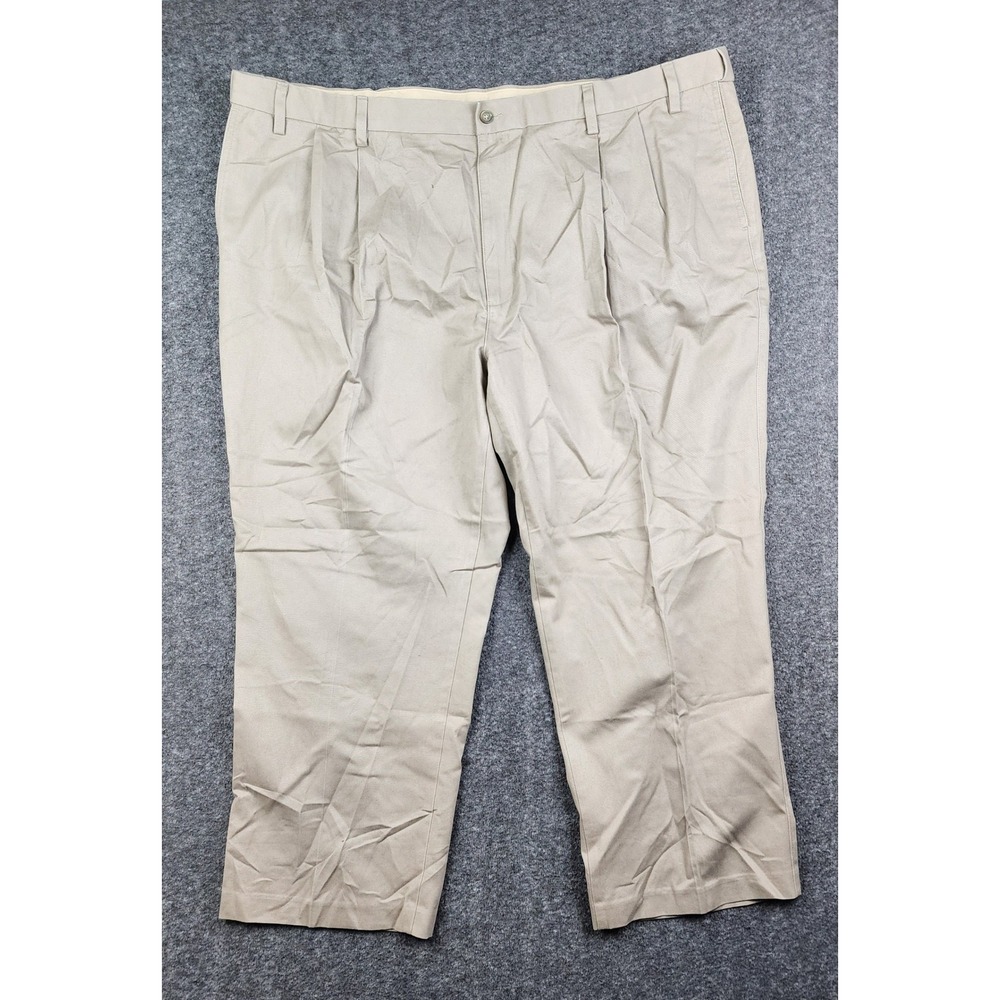Savane Dress Pants Mens 50x28 Tan Khaki Tailored2U‎ Comfort Waist Pleated Cotton